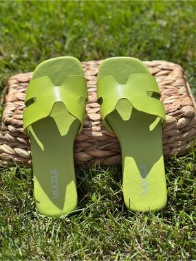 Mucelli Lime Green Slide Sandals for Women